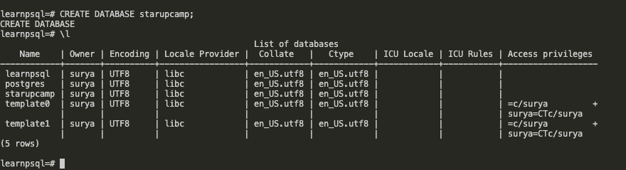 Image Image Create DB PostgreSQL from terminal surya