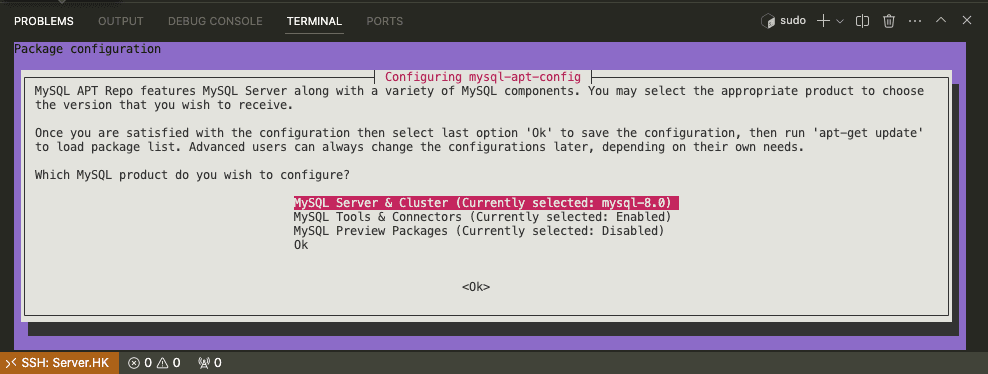 Image Config instalation mysql