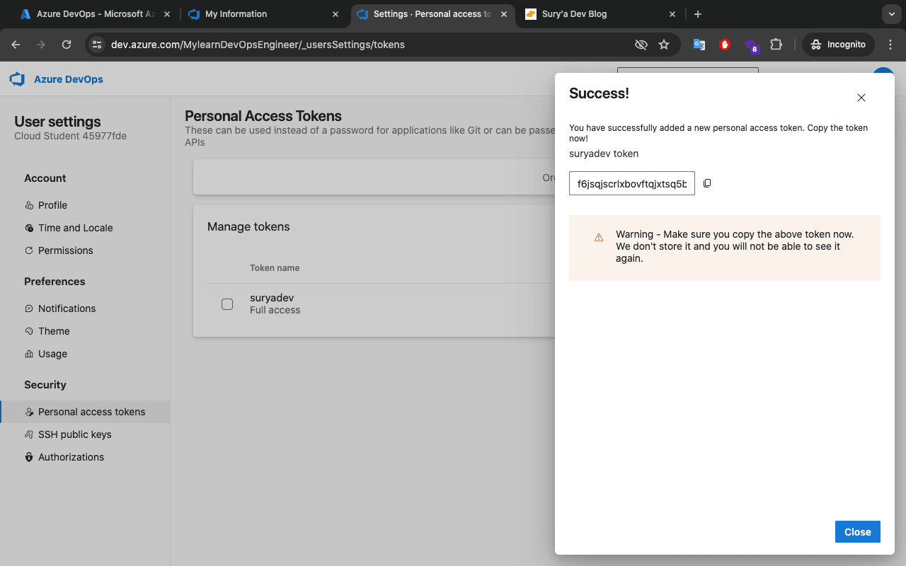 Image copy token and save